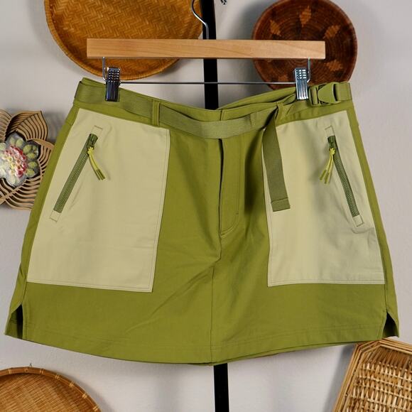 Outdoor‎ Voices Rectrek Belted Terrastretch Mini Skirt Juniper Flax Womens Sz XL - Picture 2 of 5